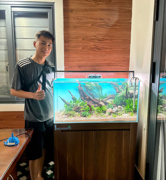 Dự Án Thi Công Cải Tạo Lại Bố Cục Thuỷ Sinh Cho Hồ Kích Thước 90X45X45CM